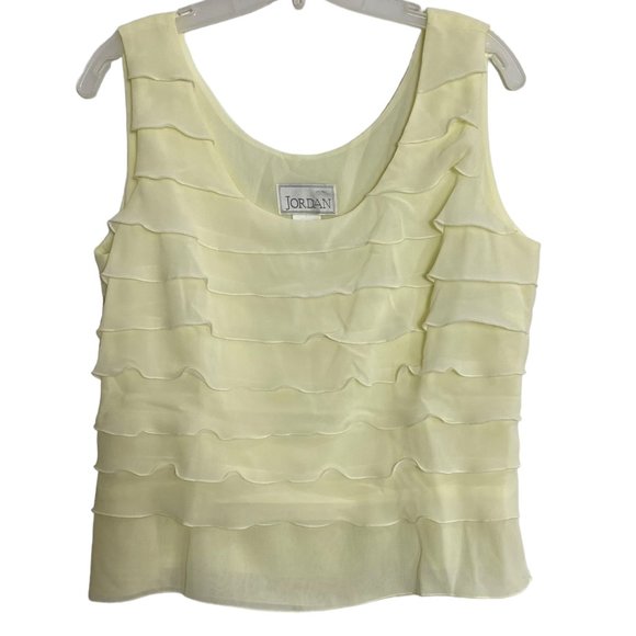 (4-128) Jordan Beige Tank Top With Ruffles on the Front Side Zipper - Picture 1 of 12